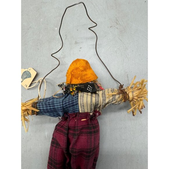 Handmade Rustic Scarecrow Ornament With Plaid Clothes & Wire to Hang READ - Picture 5 of 5